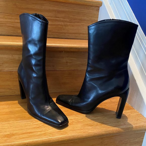 GUCCI Boot Leather Black Size 7B - Picture 1 of 7